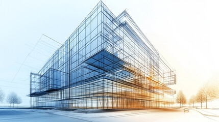 Futuristic Office Building With Transparent Glass Roof Steel Frame Structure, A large building with a lot of windows and green trees on outside.