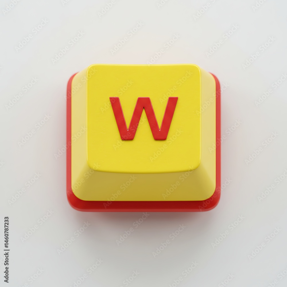 Poster isolated keyboard key with the letter w on a white background