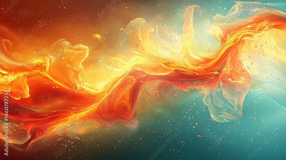 Poster a realistic 4k 3d background showcasing creative energy with a captivating side angle perspective, c