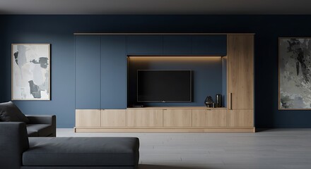 Midnight Navy and Honeyed Oak AI Generated