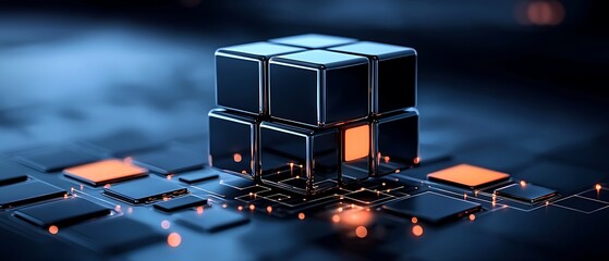 Complex metallic cube on circuit board