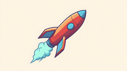 Fototapeta premium Colorful cartoon rocket illustration image