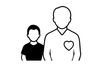 Father and son with heart silhouette vector illustration