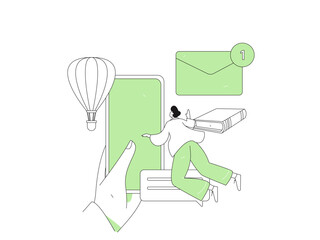 Character reading quietly vector concept operation hand drawn illustration
