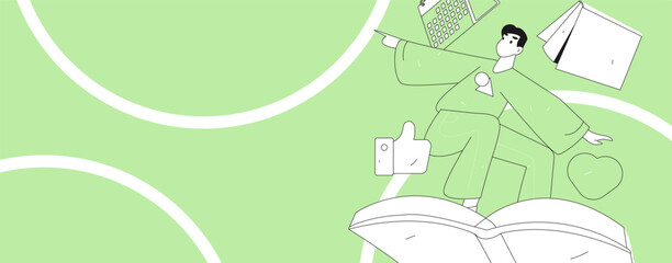 Character reading quietly vector concept operation hand drawn illustration
