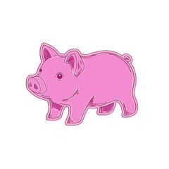 Cute Cartoon Piglet in Pink Color with Playful Expression and Detail
