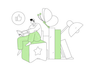 Character reading quietly vector concept operation hand drawn illustration
