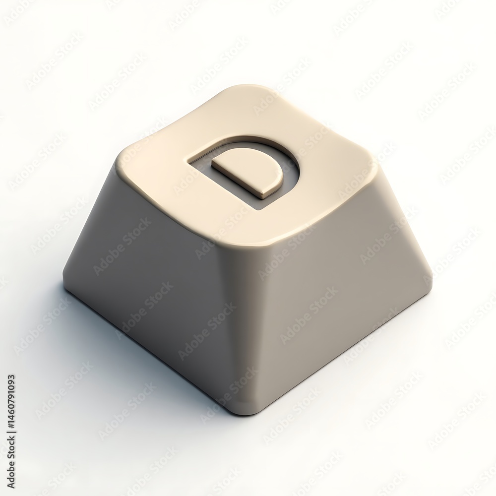 Poster letter d keycap on white background for keyboard or similar device