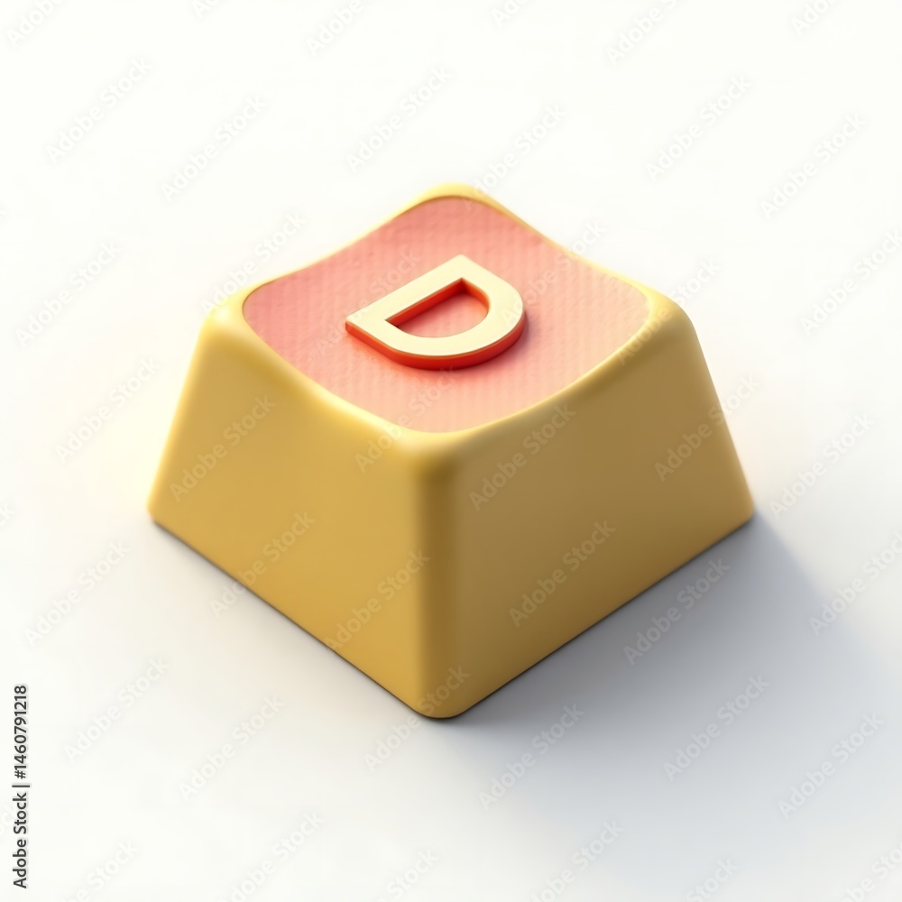 Poster letter d on a retro style computer keyboard keycap, close-up