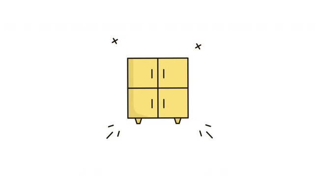 Animation Yellow cabinet with doors.
