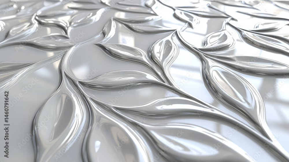 Poster a dynamic 4k silver floral background presents a realistic 3d pattern with intricate details creatin