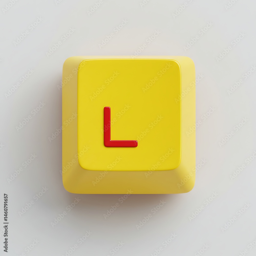 Aufkleber letter l key on yellow keyboard button with red font symbol