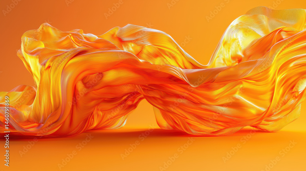 Poster a dynamic 3d background of flowing orange forms presented in realistic 4k resolution with a captivat
