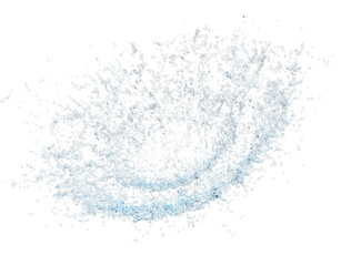 3d water splash transparent, clear blue water scattered around isolated. 3d render illustration
