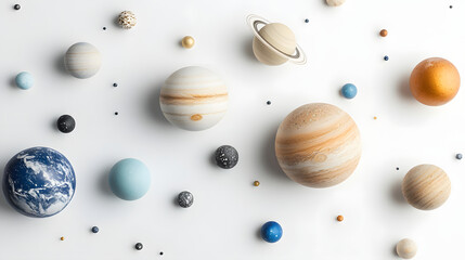 Colorful cartoon images of planets and planets