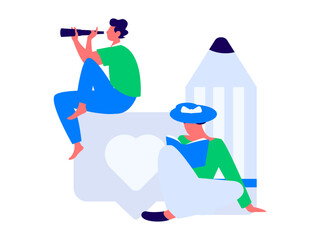 Character reading quietly vector concept operation hand drawn illustration
