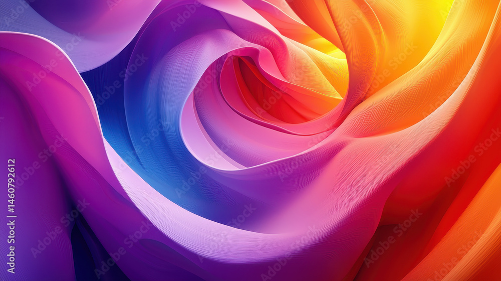 Poster dynamic 3d background shows realistic spiral formations with vivid gradients in a mesmerizing displa