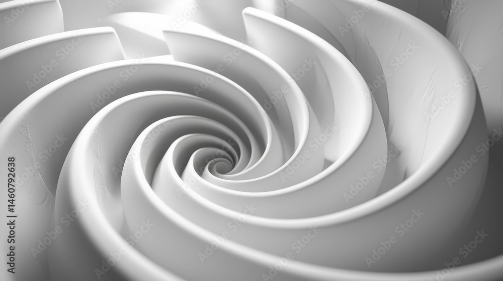 Poster an elegant 4k 3d background features dynamic spirals winding inward with realistic textures, capture