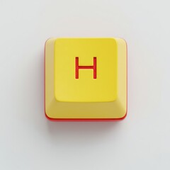 Macro View of a Yellow Keyboard Key with the Letter H
