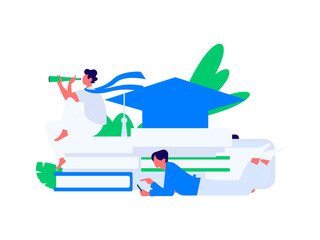 Character reading quietly vector concept operation hand drawn illustration
