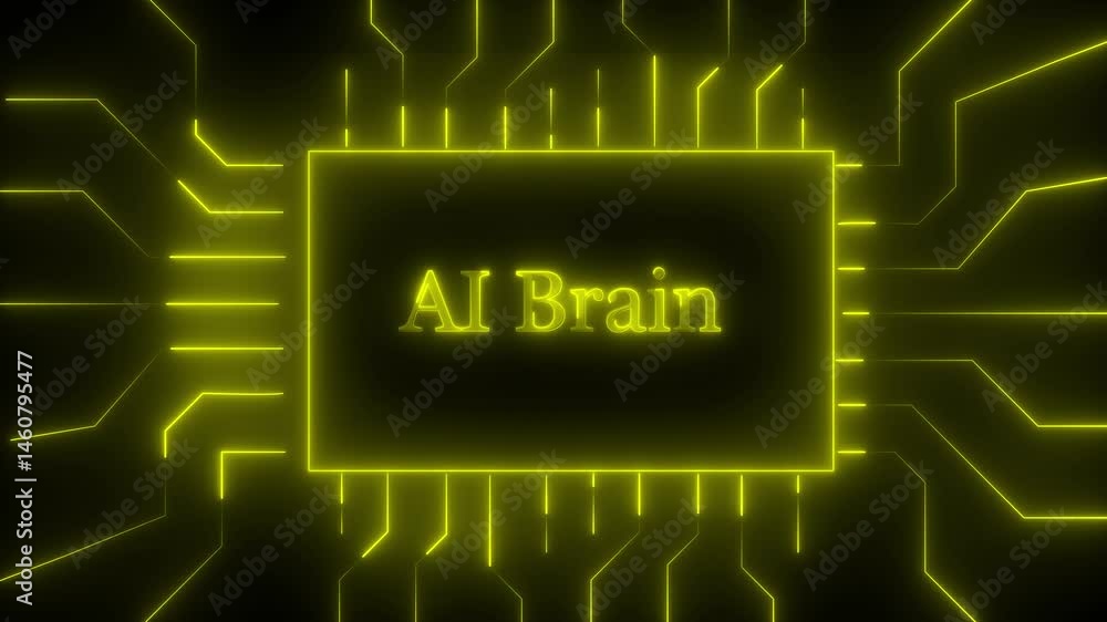 Poster ai brain text learning and artificial intelligence business, modern technology, internet networking 