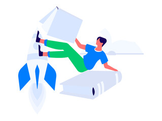 Character reading quietly vector concept operation hand drawn illustration
