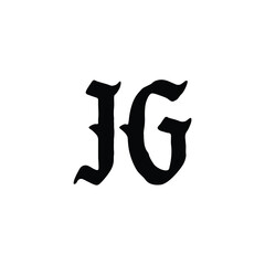 JG monogram logo design letter text name symbol monochrome logotype alphabet character simple logo