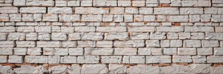 Fototapeta premium Whitewashed brick, heavily textured grunge Deep crevices, uneven surface , aged, old