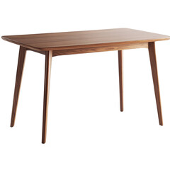Fototapeta premium mid-century modern rectangular table with walnut finish and tapered legs, elegant silhouette, transparent background