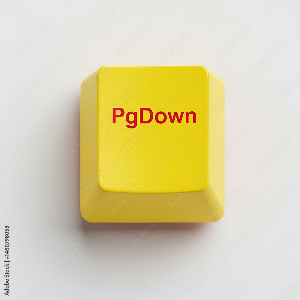 Poster yellow keyboard key with pgdown in red, modern technology concept