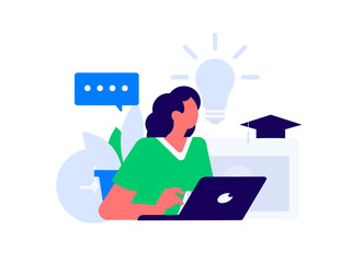 Character reading quietly vector concept operation hand drawn illustration
