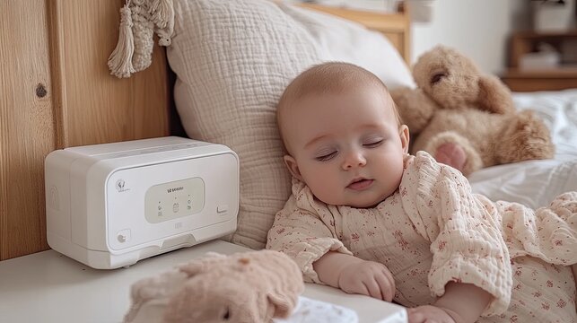 Baby sleeping peacefully in a bedroom