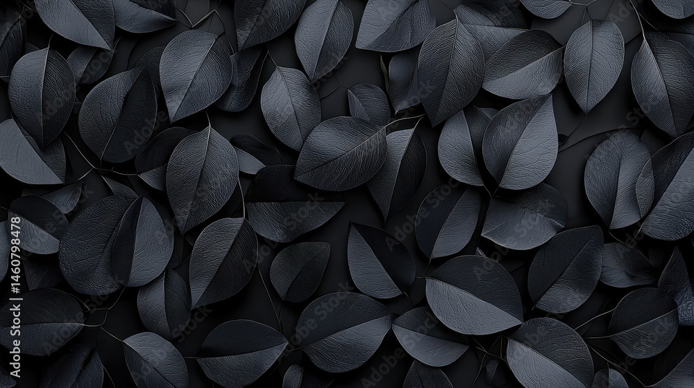 Poster elegant 3d background featu realistic dark leaves from a side angle perspective rendered in 4k resol