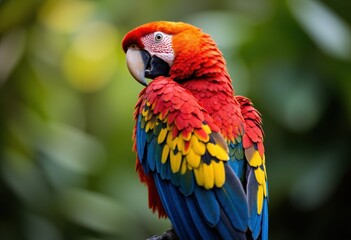 Obraz premium Vibrant macaw perched gracefully, showcasing its colorful feathers