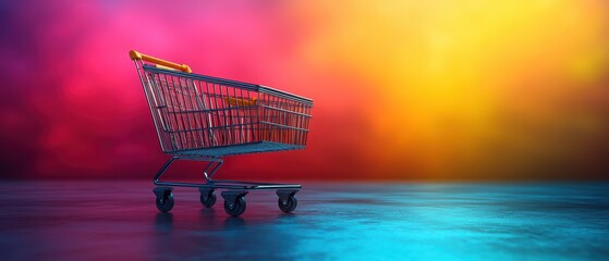 Colorful Background with Shopping Cart Display