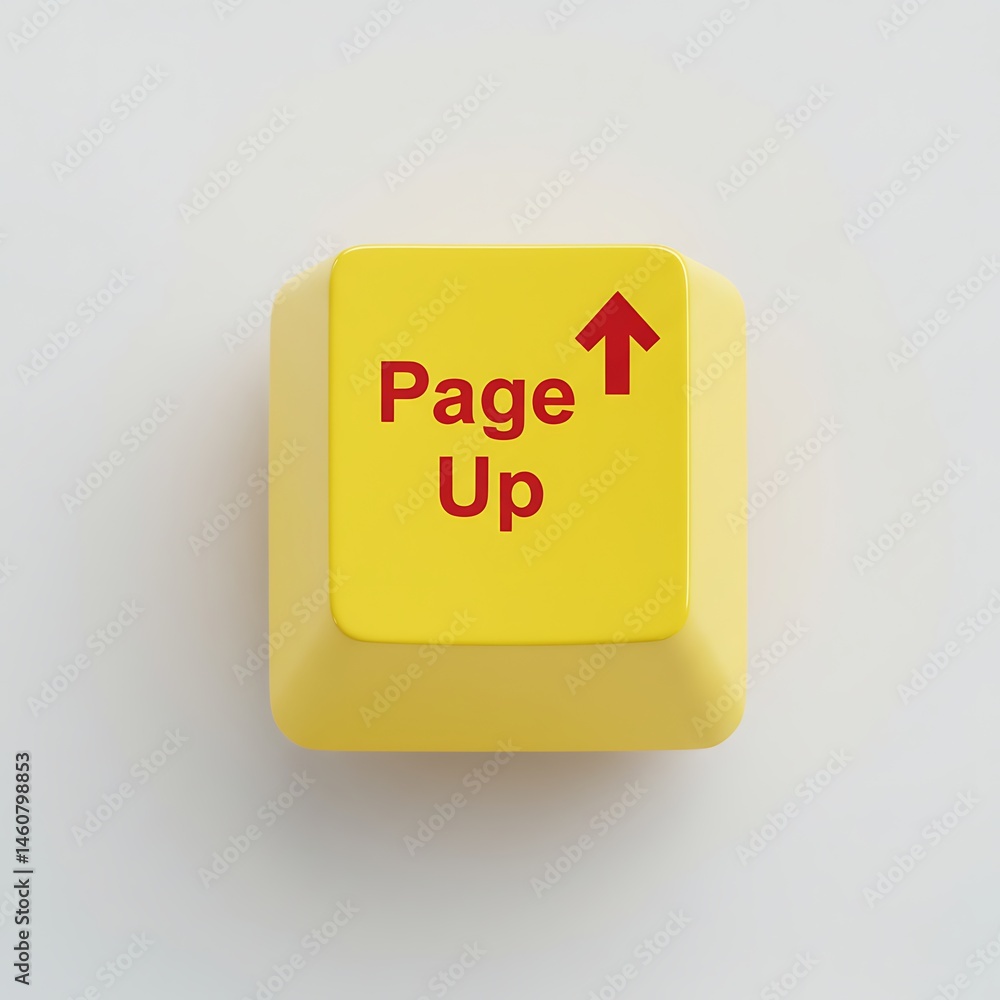 Poster yellow page up key with red text on light background