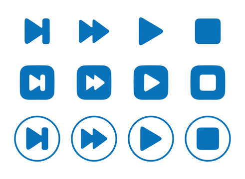 Media player button icons. Play and pause buttons, audio video player, player button icon, Vector Illustration eps 10