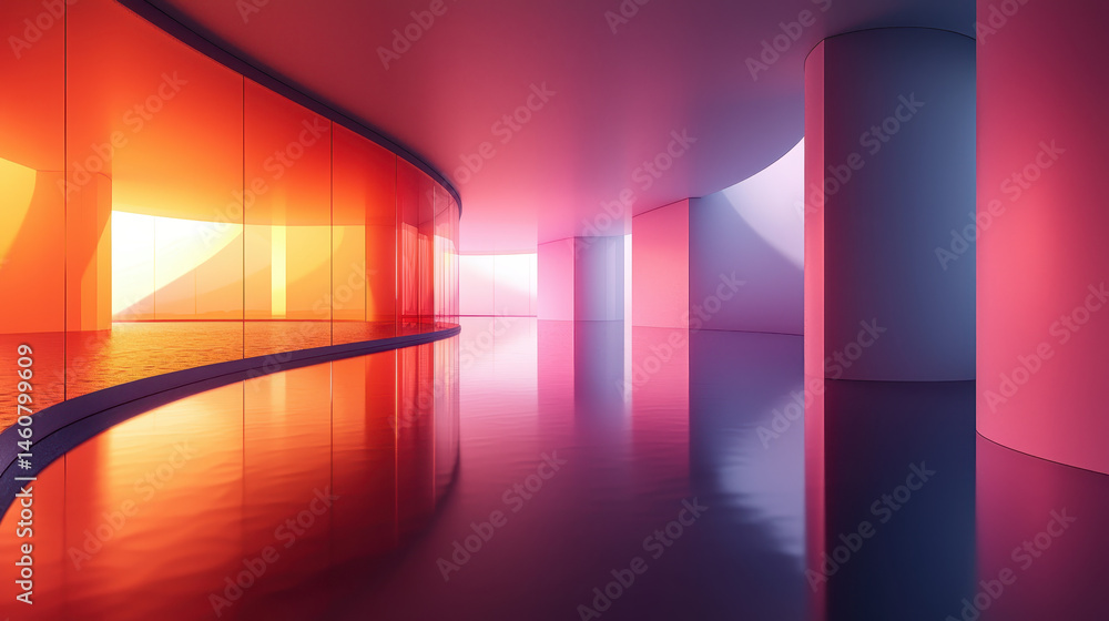 Poster a mesmerizing 4k side angle view showcases a realistic 3d background with an endless loop of vibrant