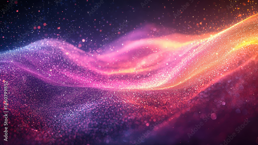 Poster a realistic 4k 3d background showcases ethereal beauty with shimme particles in a side angle view, c