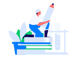 Character reading quietly vector concept operation hand drawn illustration
