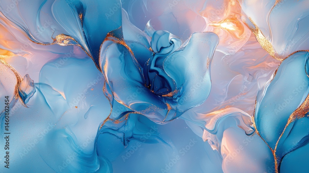 Canvas Prints abstract blue and gold swirls with fluid motion and soft colors