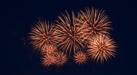 Copper Firework Symphony: Night Sky Celebration AI Generated