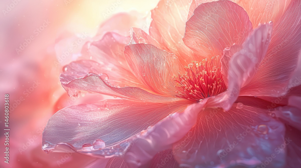 Poster a realistic 4k 3d background showcases flower inspired design with delicate pink petals and soft lig
