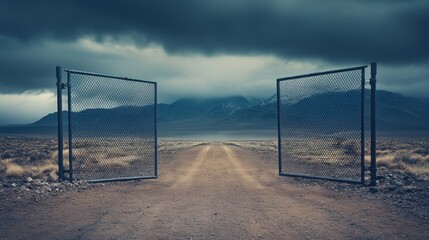 Temporary steel mesh fencing and gates installed around flat pre-construction plot