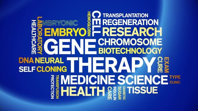 Gene Therapy animated word cloud;text design animation tag kinetic typography seamless loop.