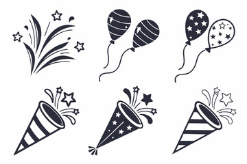 set of confetti silhouette vector illustration