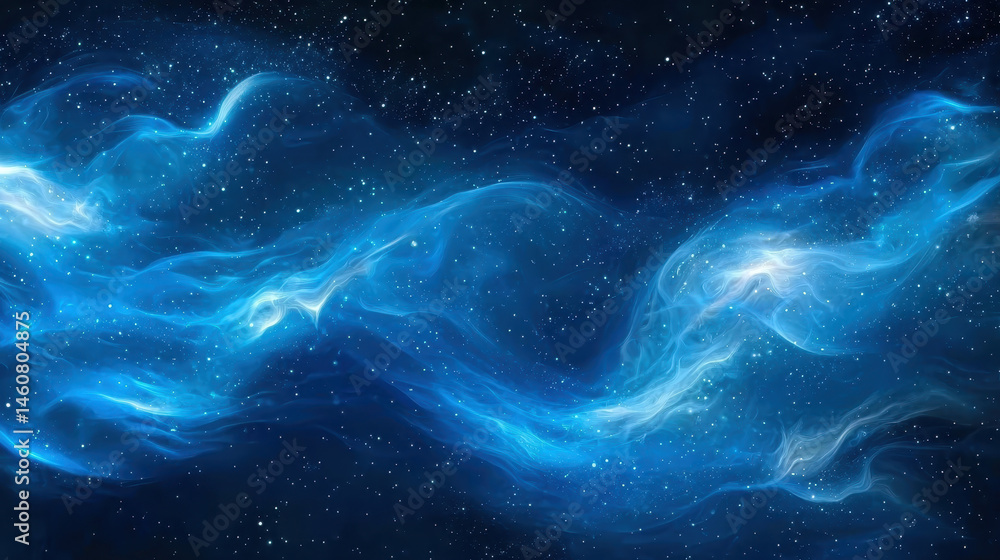 Poster flowing blue lines create a realistic 3d background, showcasing a side angle view of a 4k resolution