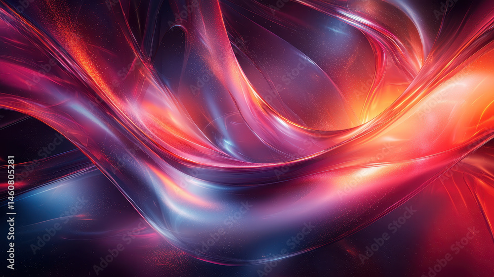 Poster flowing 3d shapes create a dynamic, realistic background with a side angle perspective, showcasing v