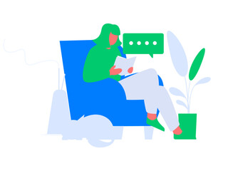 Character reading quietly vector concept operation hand drawn illustration
