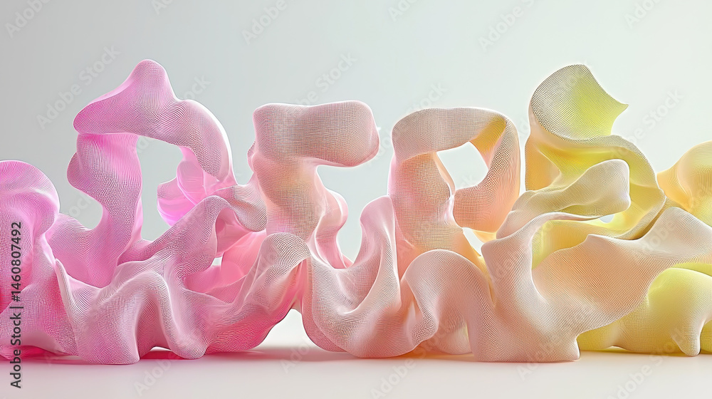 Poster a vibrant 3d render showcases fluid dynamics with pink and yellow waves blending seamlessly in a rea